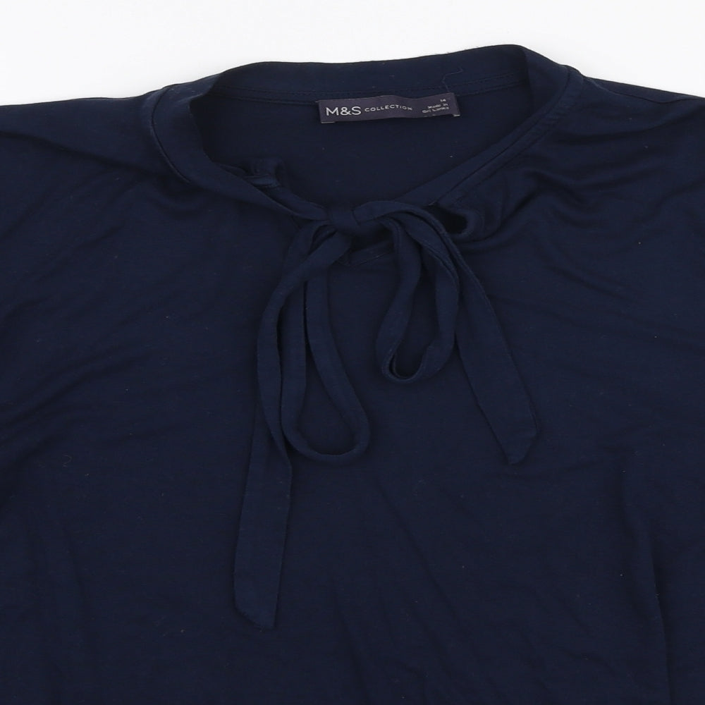Womens UK Size 14 Marks and Spencer Blue Jersey T-Shirt