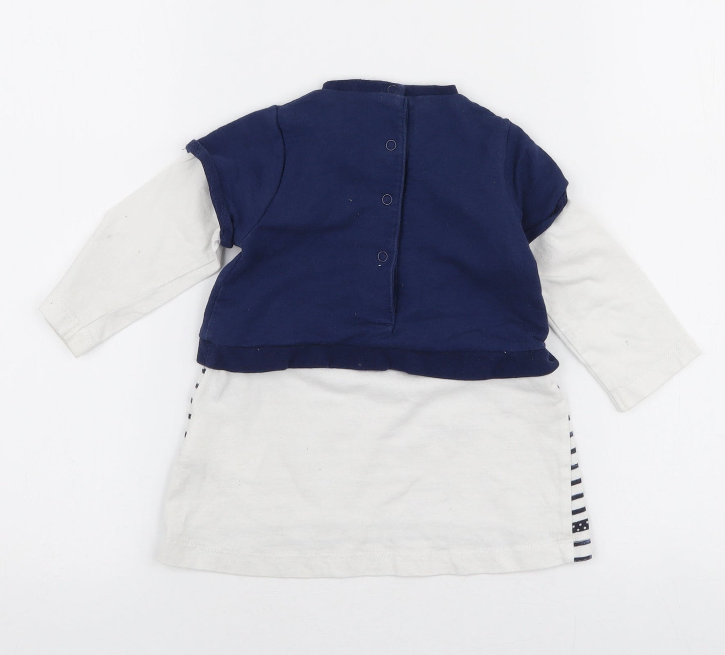 Mini Conf Girls Multicoloured Striped 100% Cotton A-Line  Size 12-18 Months  Round Neck Snap - Cat