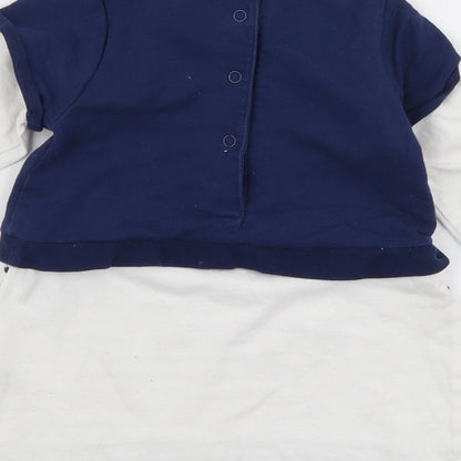 Mini Conf Girls Multicoloured Striped 100% Cotton A-Line  Size 12-18 Months  Round Neck Snap - Cat
