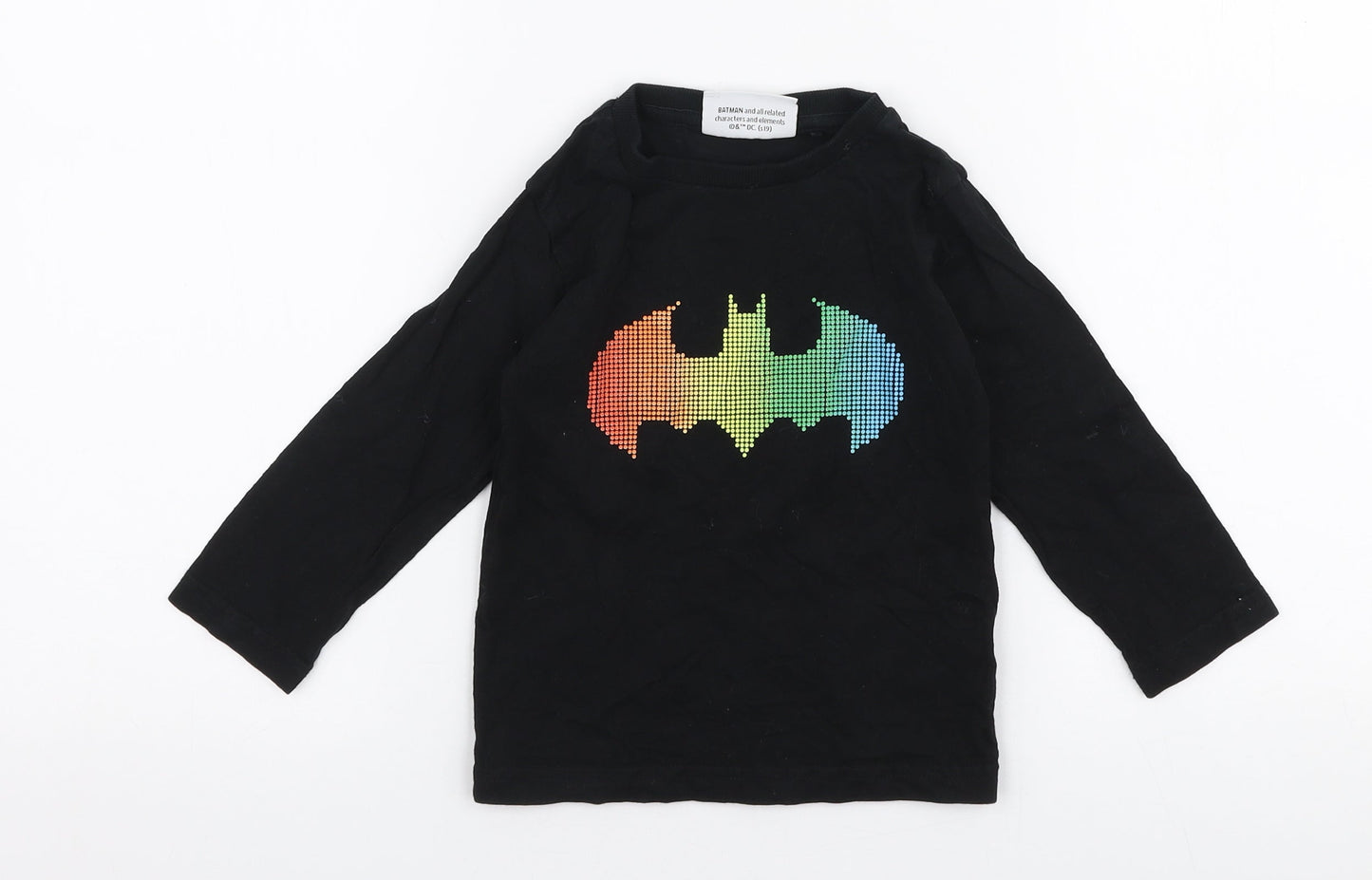 NEXT Boys Black  100% Cotton Pullover T-Shirt Size 18-24 Months Round Neck Pullover - Batman