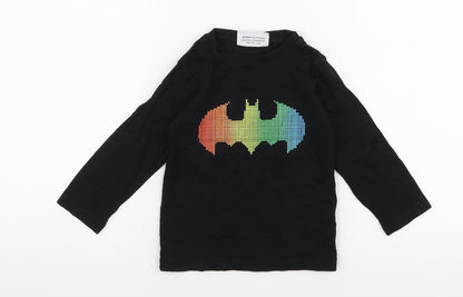 NEXT Boys Black  100% Cotton Pullover T-Shirt Size 18-24 Months Round Neck Pullover - Batman