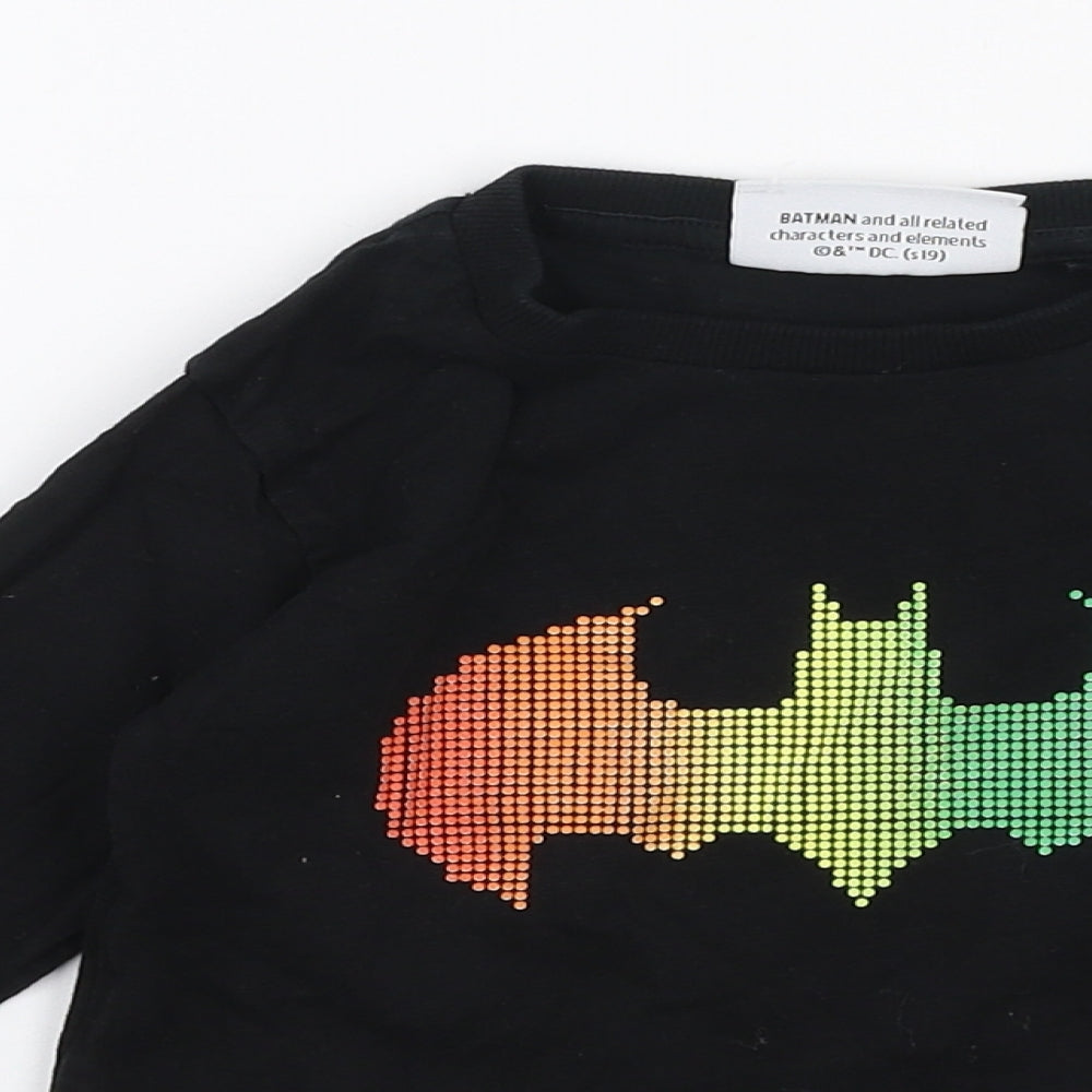 NEXT Boys Black  100% Cotton Pullover T-Shirt Size 18-24 Months Round Neck Pullover - Batman