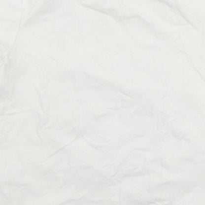 George Boys White  100% Cotton Jersey T-Shirt Size 18-24 Months Round Neck Pullover - Dinosaur