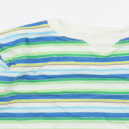 Leigh Tucker Boys Multicoloured Striped 100% Cotton Jersey T-Shirt Size 3-4 Years Round Neck Pullover