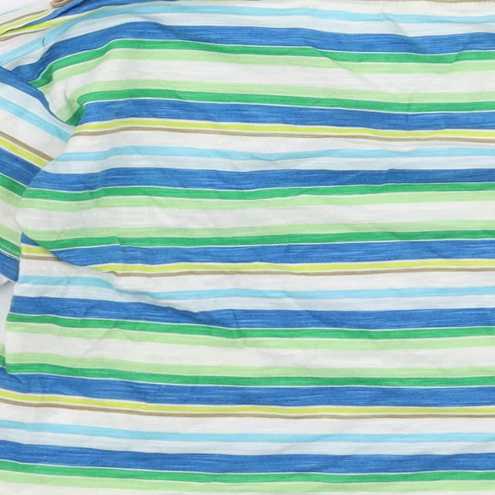 Leigh Tucker Boys Multicoloured Striped 100% Cotton Jersey T-Shirt Size 3-4 Years Round Neck Pullover