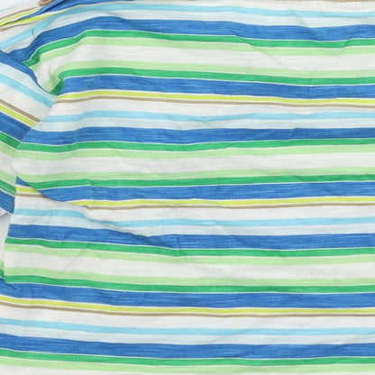 Leigh Tucker Boys Multicoloured Striped 100% Cotton Jersey T-Shirt Size 3-4 Years Round Neck Pullover