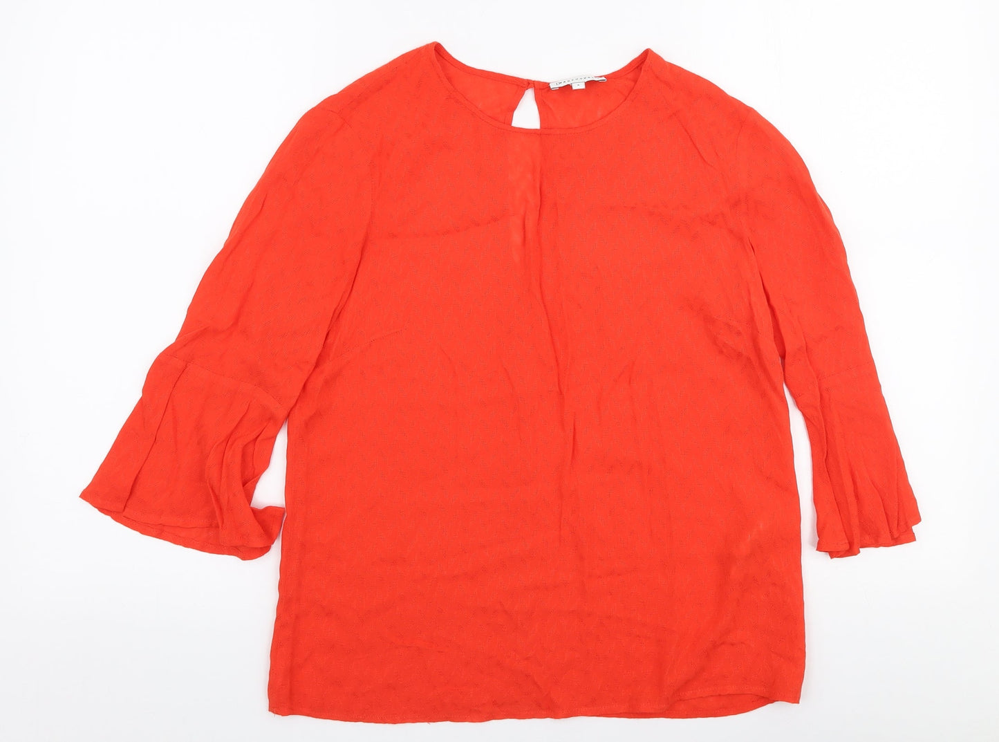 Warehouse Womens Red  Viscose Basic Blouse Size 8 Round Neck