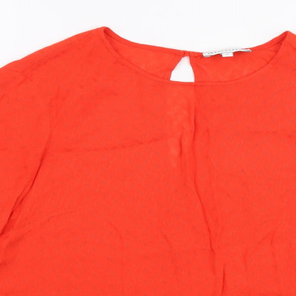 Warehouse Womens Red  Viscose Basic Blouse Size 8 Round Neck