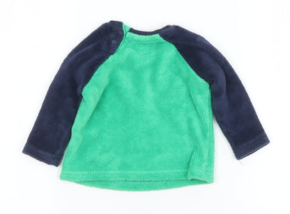 Primark Boys Green Solid Polyester Robe Pyjama Top Size 6-9 Months  Button - Monster