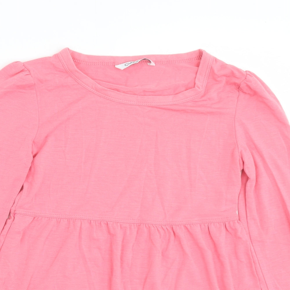 Cubic Girls Pink  Viscose Tunic T-Shirt Size 10 Years Round Neck