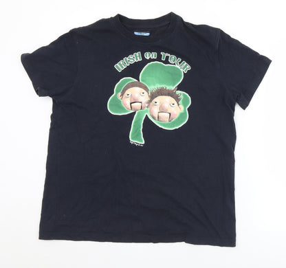 Dunnes Stores Mens Black  Cotton  T-Shirt Size M Crew Neck  - Irish