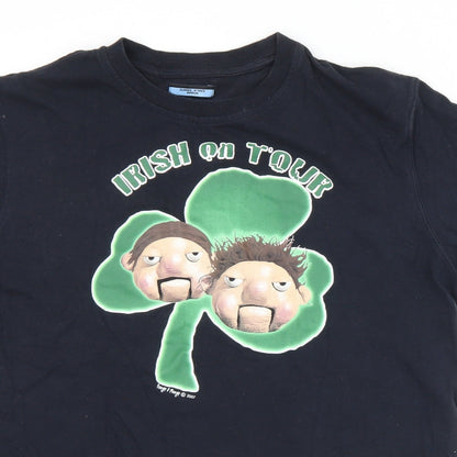 Dunnes Stores Mens Black  Cotton  T-Shirt Size M Crew Neck  - Irish