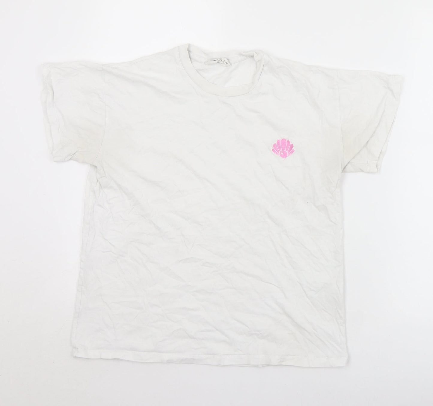 Megan Ellaby Womens White  Cotton Basic T-Shirt Size XS Crew Neck