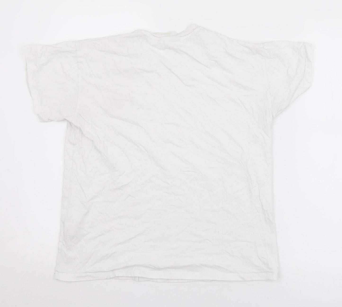 Megan Ellaby Womens White  Cotton Basic T-Shirt Size XS Crew Neck