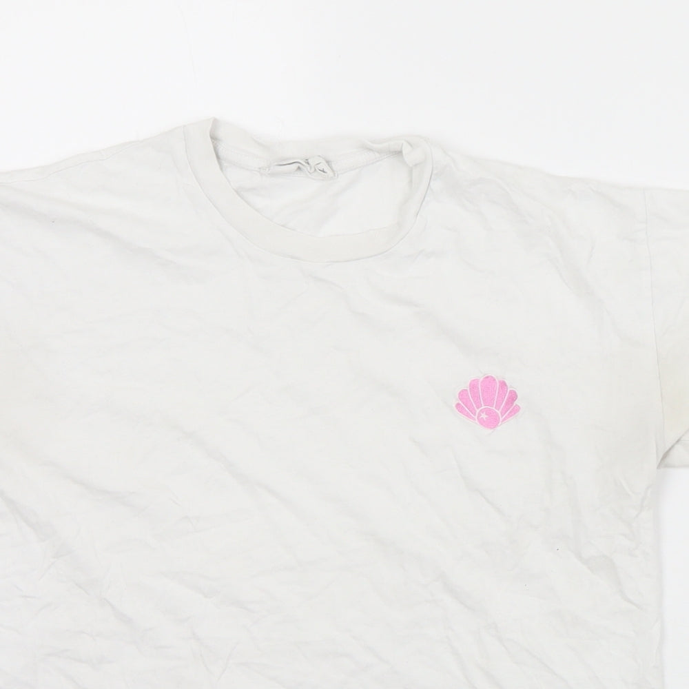 Megan Ellaby Womens White  Cotton Basic T-Shirt Size XS Crew Neck