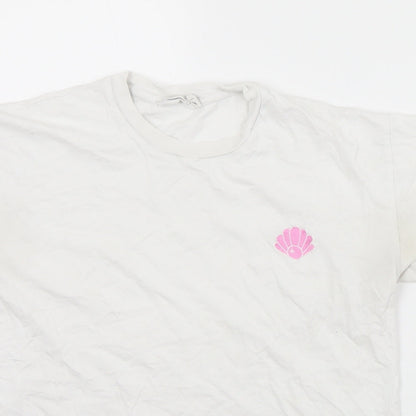 Megan Ellaby Womens White  Cotton Basic T-Shirt Size XS Crew Neck