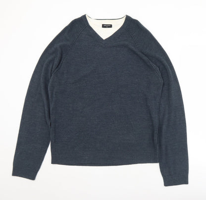 UrbanSpirit Mens Blue V-Neck  Acrylic Pullover Jumper Size M