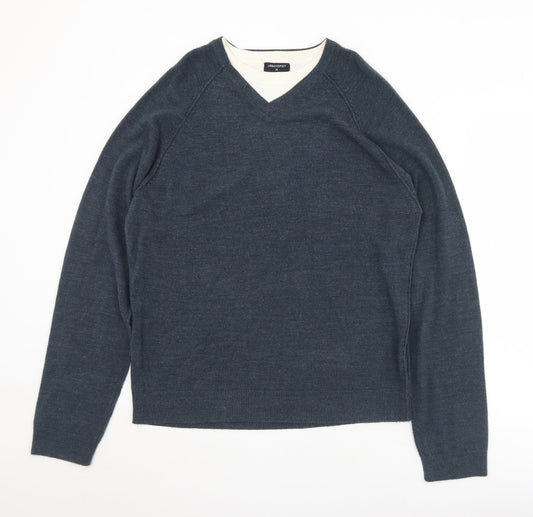 UrbanSpirit Mens Blue V-Neck  Acrylic Pullover Jumper Size M