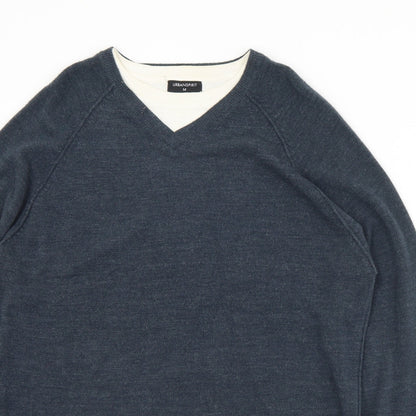 UrbanSpirit Mens Blue V-Neck  Acrylic Pullover Jumper Size M