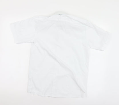 Banner Mens White  Polyester  Button-Up Size 13.5 Collared Button