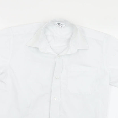 Banner Mens White  Polyester  Button-Up Size 13.5 Collared Button