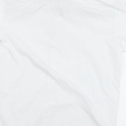 Banner Mens White  Polyester  Button-Up Size 13.5 Collared Button