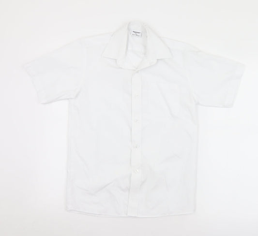 Banner Mens White  Polyester  Button-Up Size 13.5 Collared Button