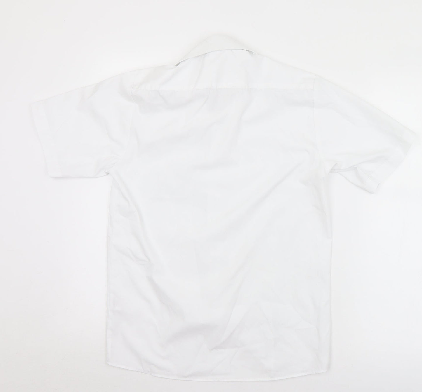 Banner Mens White  Polyester  Button-Up Size 13.5 Collared Button