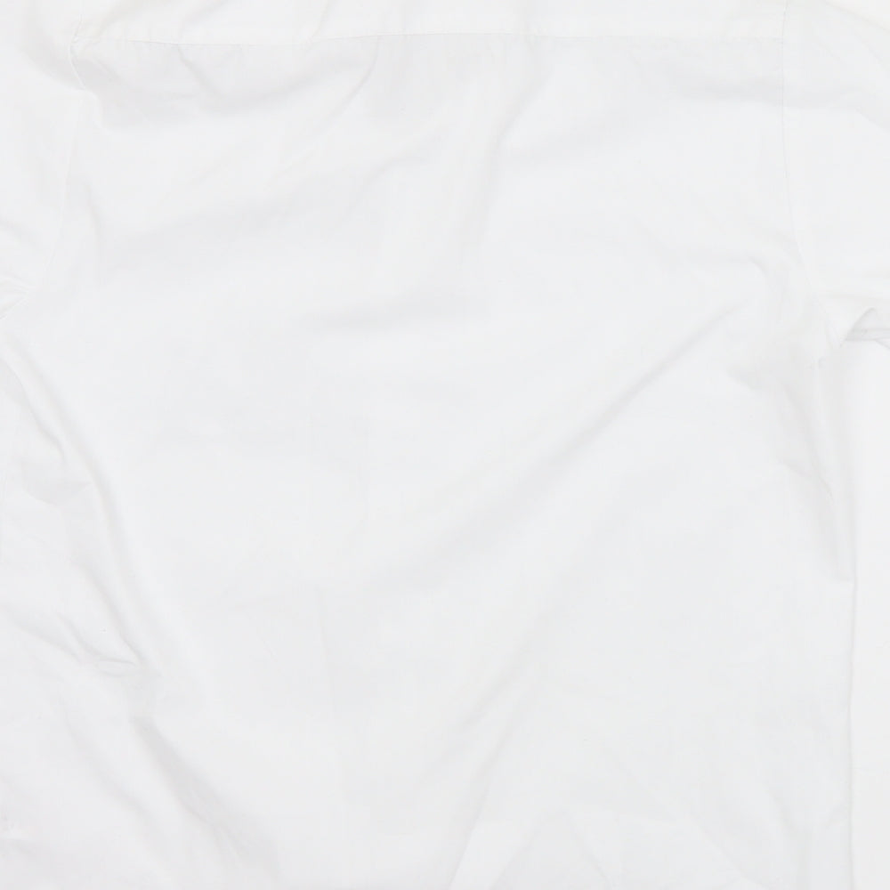 Banner Mens White  Polyester  Button-Up Size 13.5 Collared Button