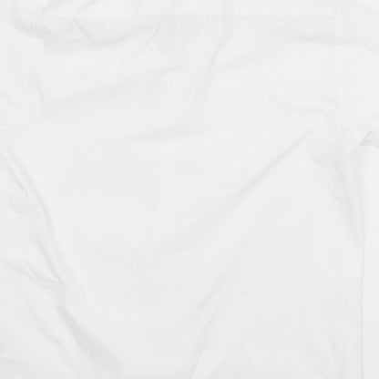 Banner Mens White  Polyester  Button-Up Size 13.5 Collared Button