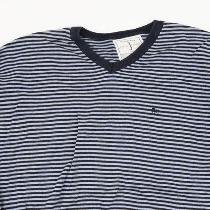 Debenhams Mens Blue Round Neck Striped Cotton Pullover Jumper Size 2XL