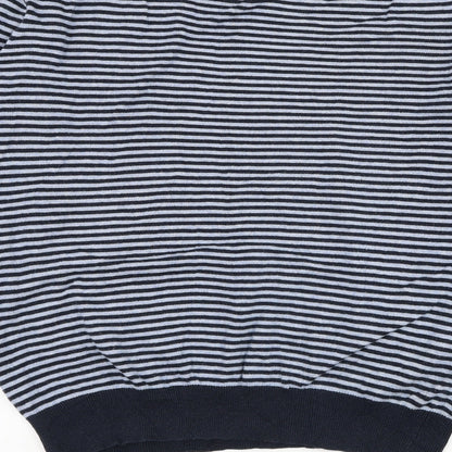 Debenhams Mens Blue Round Neck Striped Cotton Pullover Jumper Size 2XL