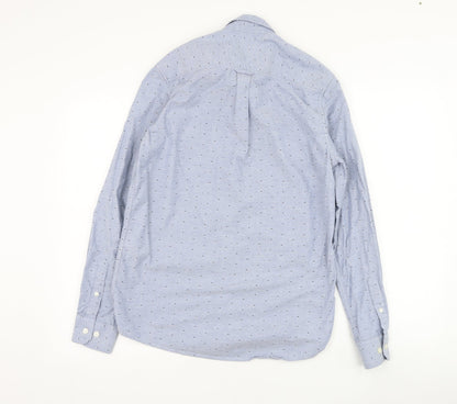 Burton Mens Blue Geometric Cotton  Button-Up Size S Collared Button
