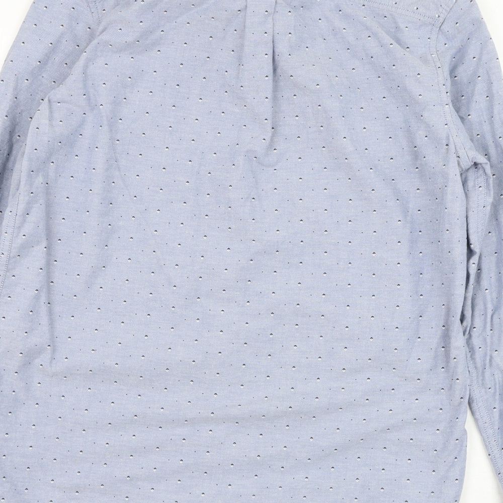 Burton Mens Blue Geometric Cotton  Button-Up Size S Collared Button
