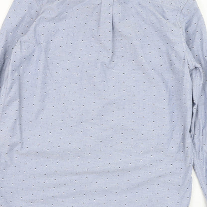 Burton Mens Blue Geometric Cotton  Button-Up Size S Collared Button