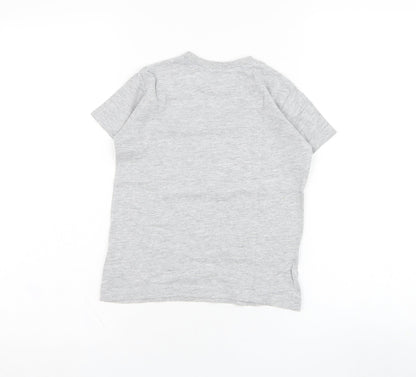 Dunnes Boys Grey  Cotton Basic T-Shirt Size 5 Years Round Neck Pullover - Dinosaur