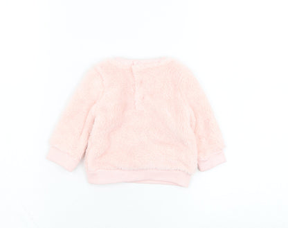 NEXT Girls Pink  Polyester Pullover Jumper Size 3-6 Months  Pullover - Rabbit