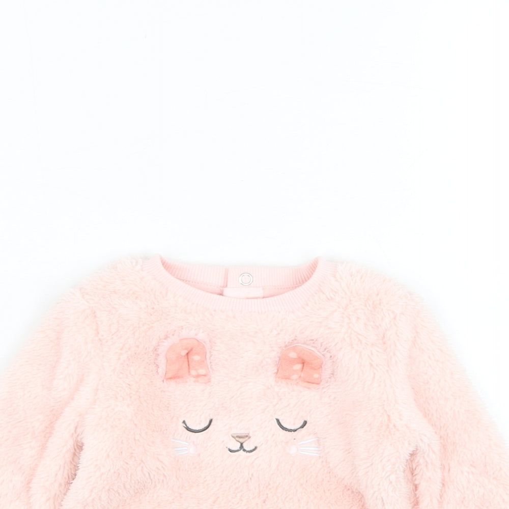 NEXT Girls Pink  Polyester Pullover Jumper Size 3-6 Months  Pullover - Rabbit