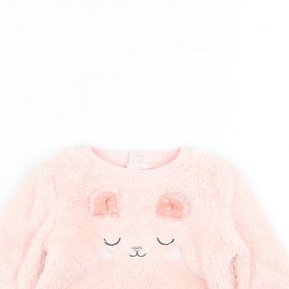 NEXT Girls Pink  Polyester Pullover Jumper Size 3-6 Months  Pullover - Rabbit