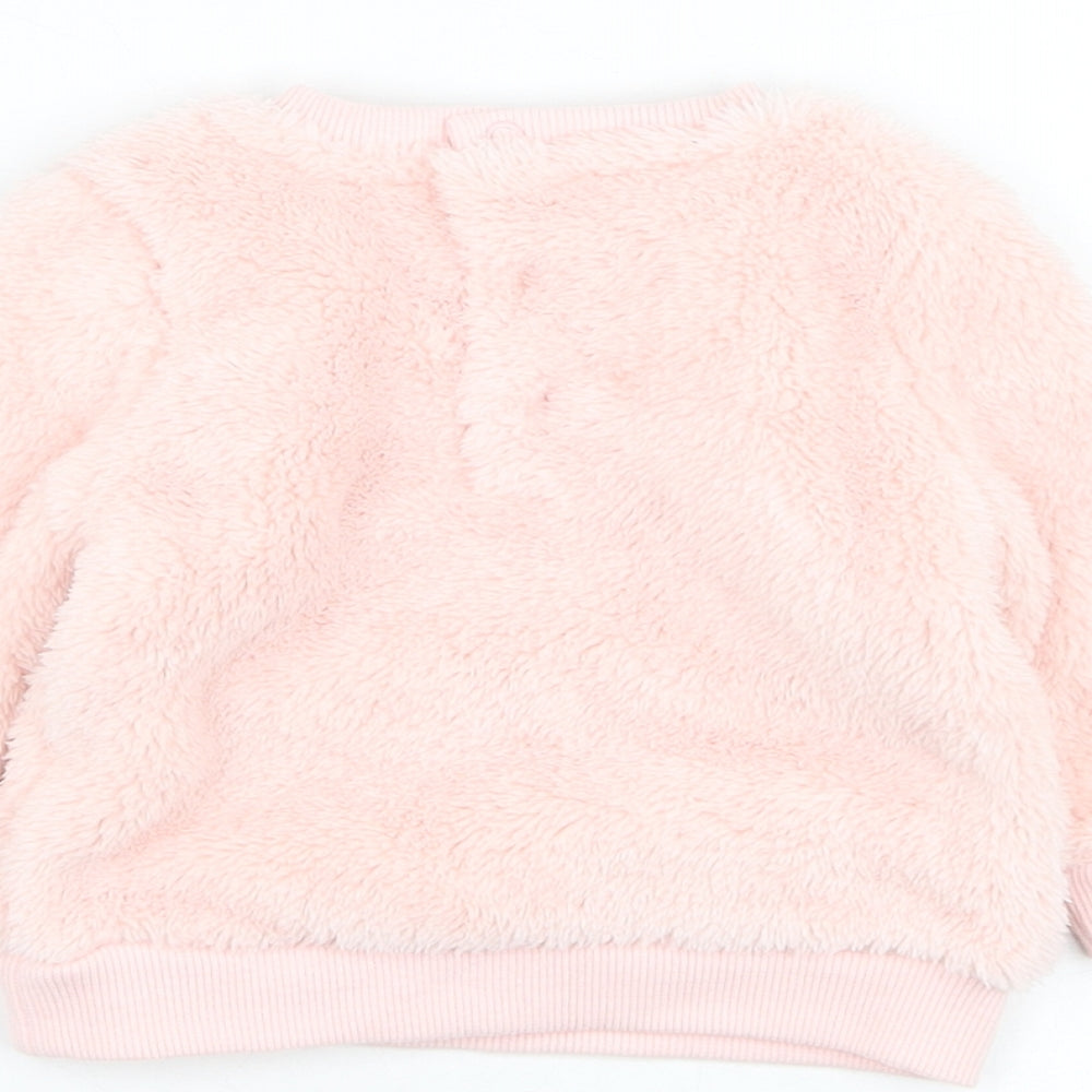 NEXT Girls Pink  Polyester Pullover Jumper Size 3-6 Months  Pullover - Rabbit