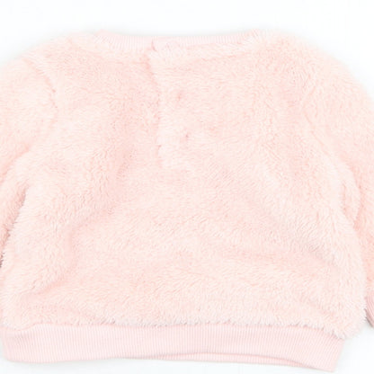 NEXT Girls Pink  Polyester Pullover Jumper Size 3-6 Months  Pullover - Rabbit