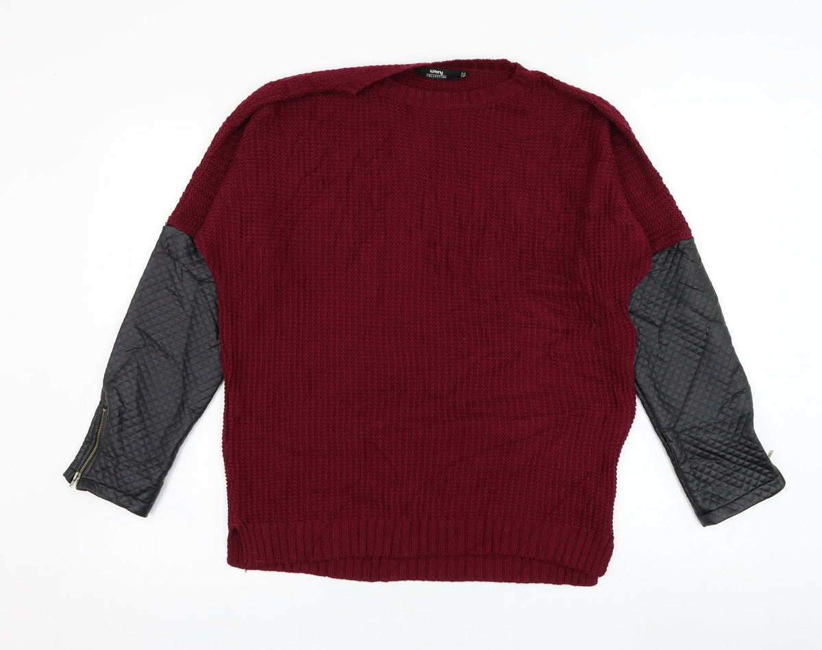 Tiffany Womens Red Round Neck  Acrylic Pullover Jumper Size M