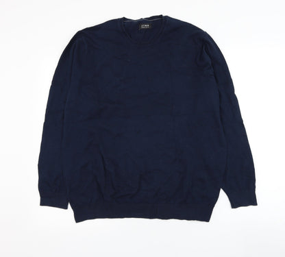 LFTMAN Mens Blue Round Neck  Cotton Pullover Jumper Size 2XL