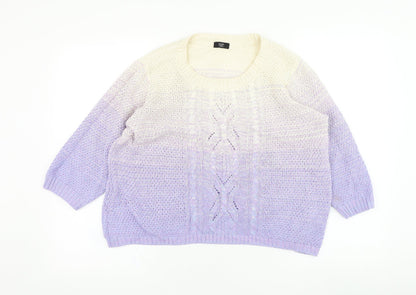 F&F Womens Purple Round Neck  Cotton Pullover Jumper Size 14