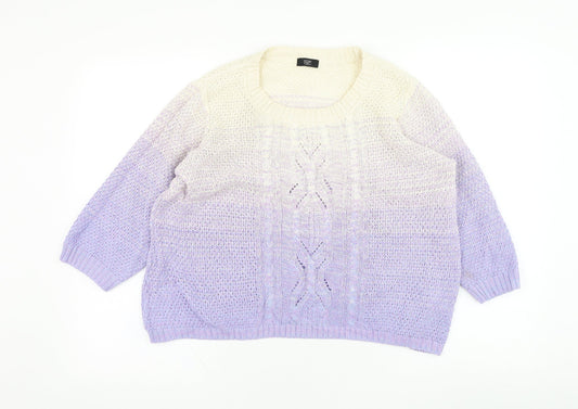 F&F Womens Purple Round Neck  Cotton Pullover Jumper Size 14