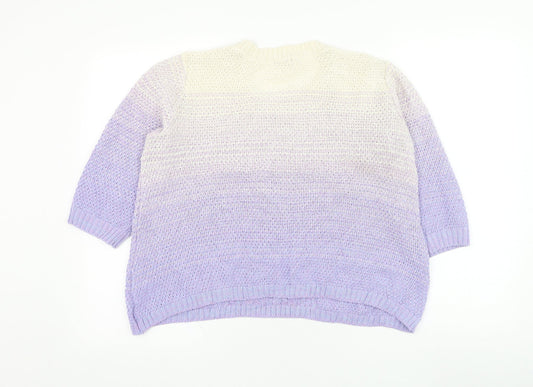 F&F Womens Purple Round Neck  Cotton Pullover Jumper Size 14