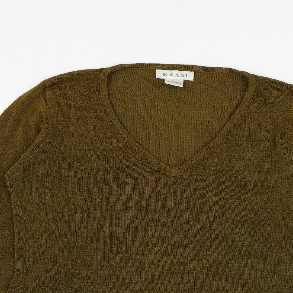 Raam Womens Green Round Neck  Polyester Pullover Jumper Size M