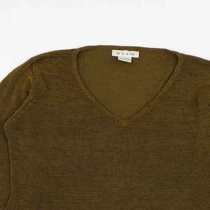 Raam Womens Green Round Neck  Polyester Pullover Jumper Size M