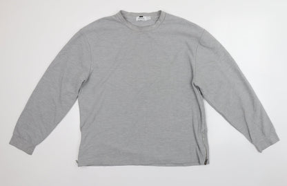 Topman Mens Grey Round Neck  Cotton Pullover Jumper Size L
