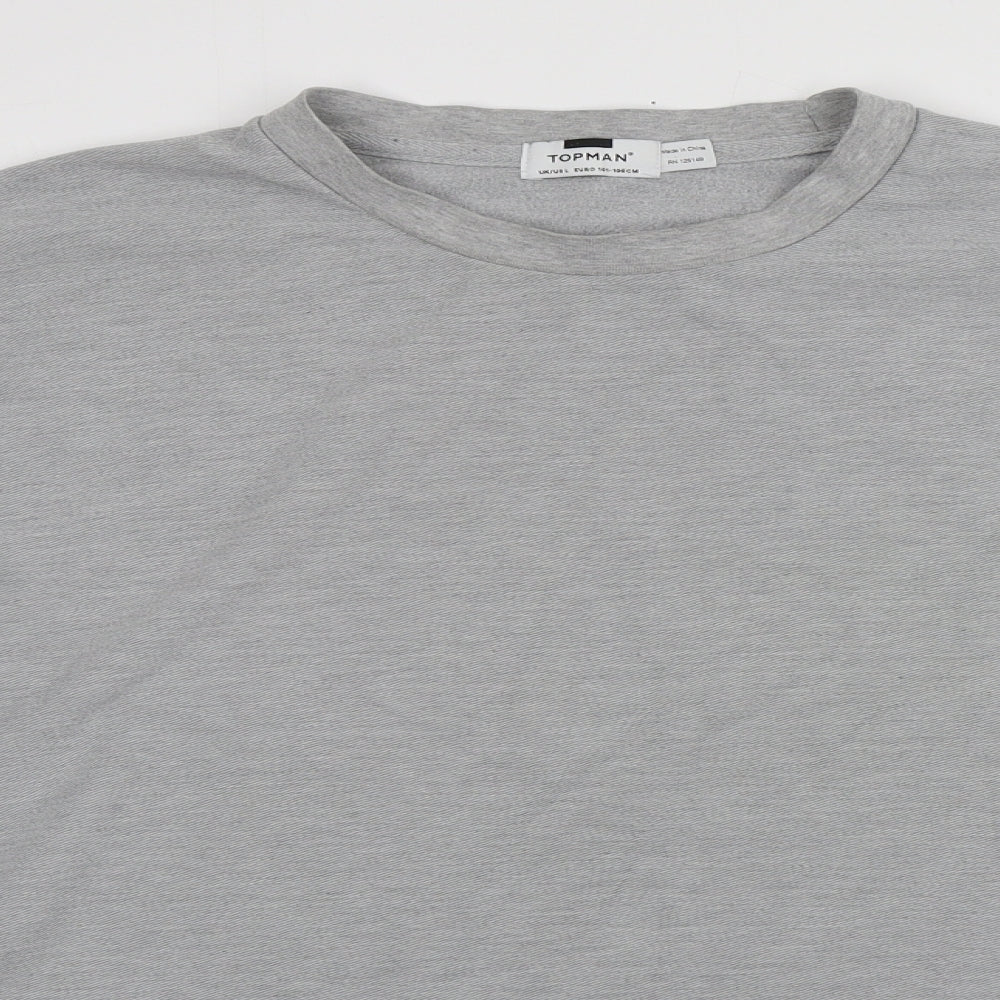 Topman Mens Grey Round Neck  Cotton Pullover Jumper Size L